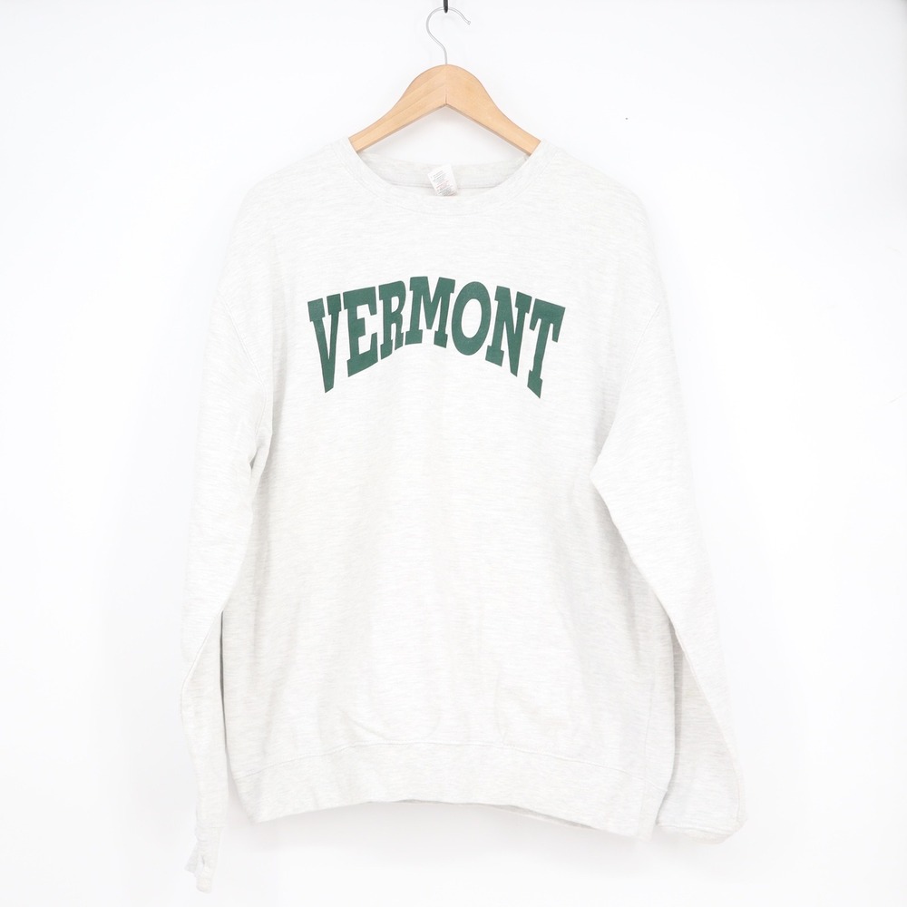 Just Hoods Vermont Graphic Crewneck Sweatshirt Heather Grey XL